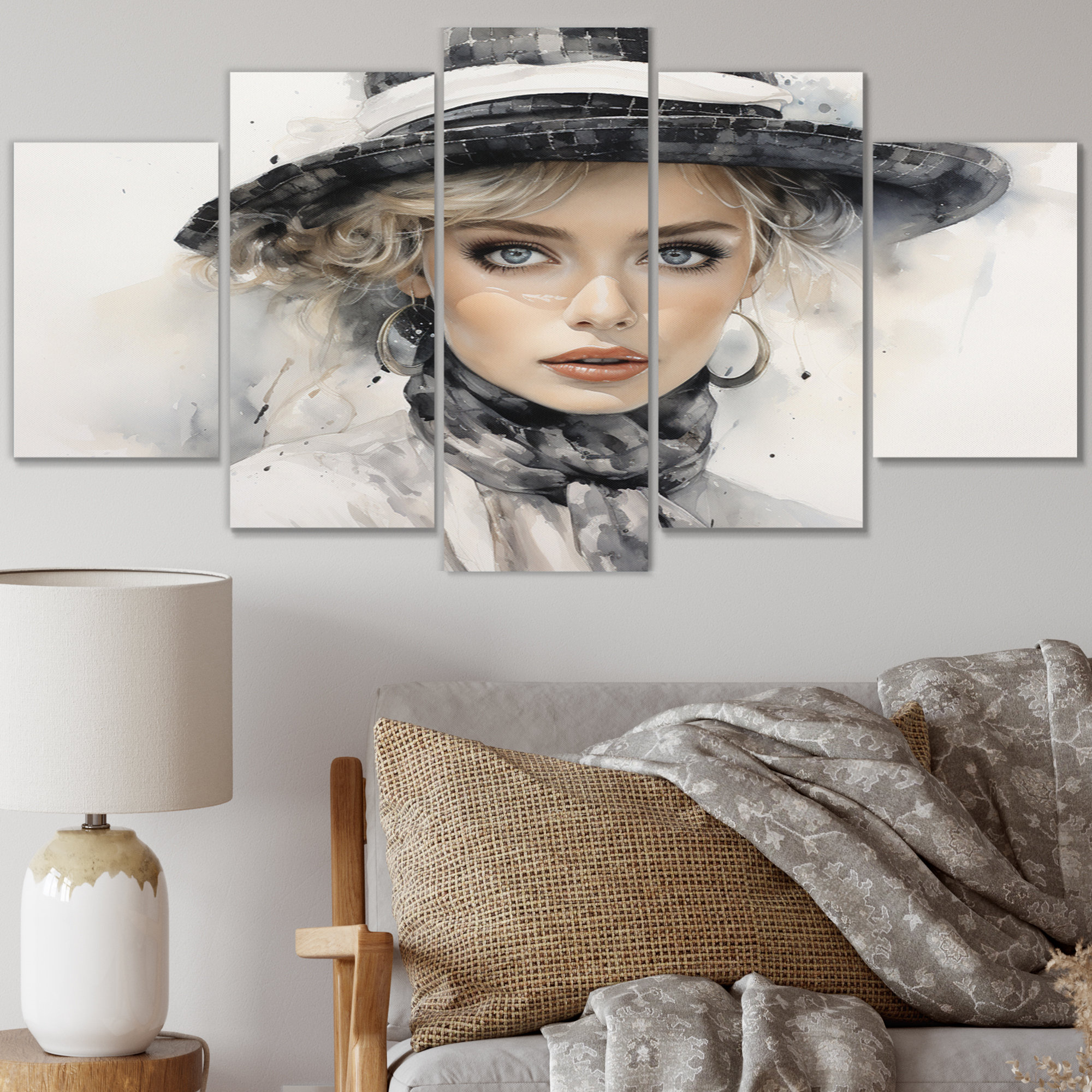 Mercer41 Fashion Woman with Hat Timeless Beauty II 5 Piece Wrapped